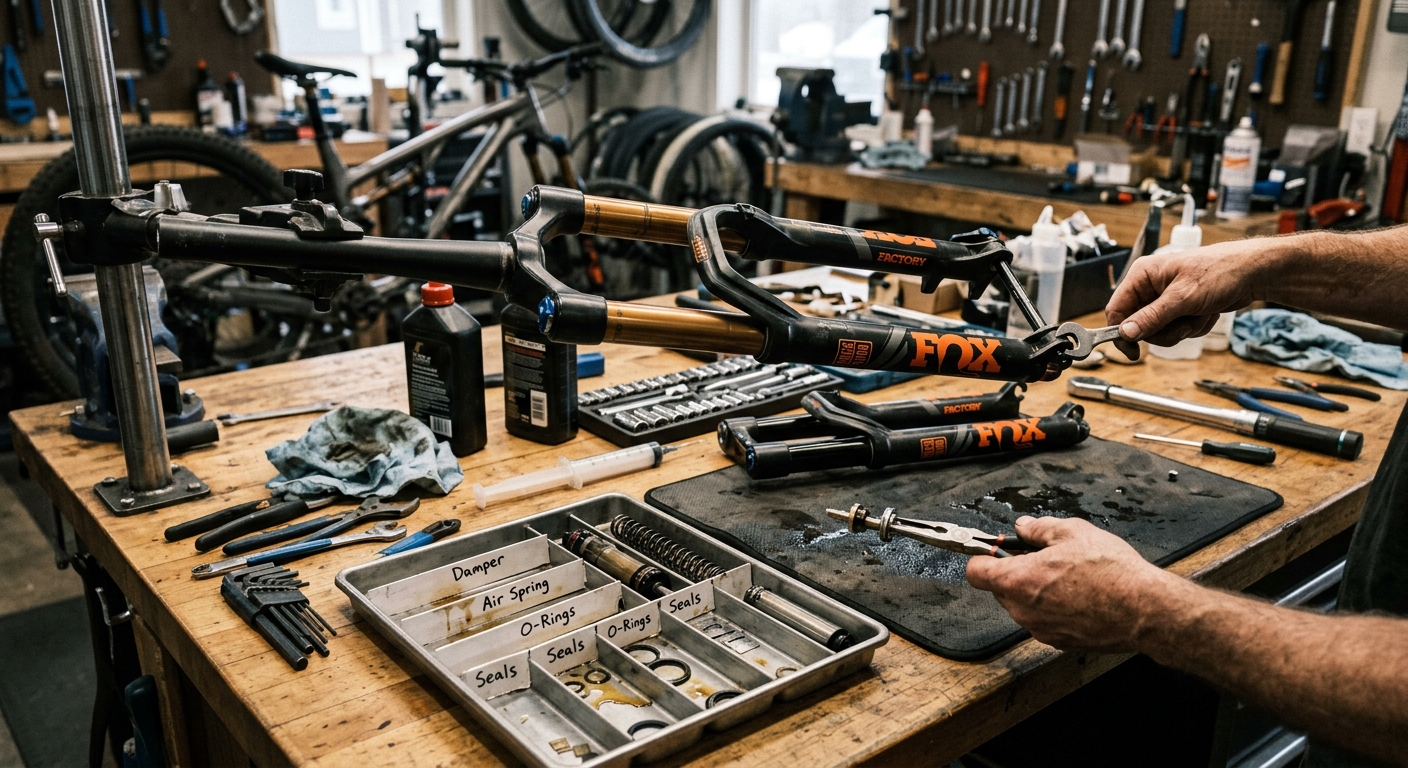 Révision complète d'une fourche suspendue de VTT